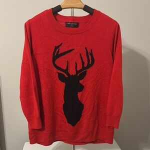 Lane Bryant Red Sweater with Black Deer Design